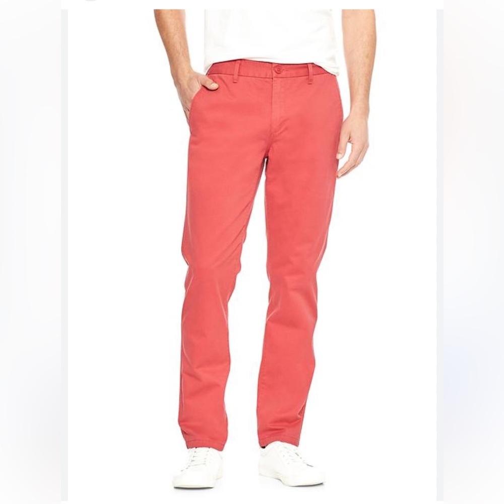 GAP Men's Preppy Slim Classic Orange Red Chinos Casual Pants - Picture 6 of 12